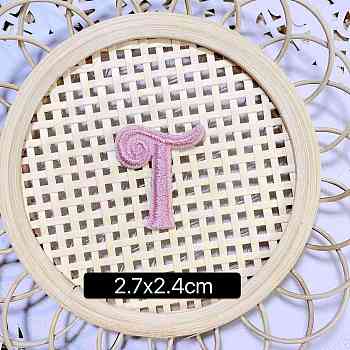 Computerized Embroidery Cloth Self Adhesive Patches, Stick on Patch, Costume Accessories, Letter, Pink, T:27x24mm