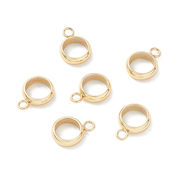 201 Stainless Steel Tube Bails, Loop Bails, Ring Bail Beads, Real 18K Gold Plated, 11x8x2.5mm, Hole: 1.8mm