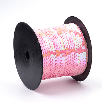 Plastic Paillette/Sequins Chain Rolls, AB Color, Hot Pink, 6mm