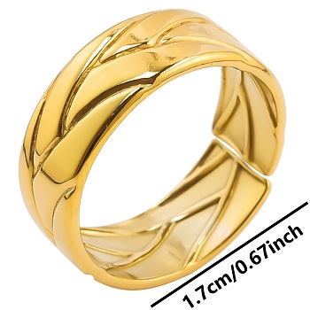 Stainless Steel Open Cuff Ring for Women, Simple Adjustable Ring, Golden