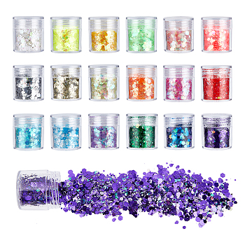 PET Luminous Shining Nail Art Glitter, Manicure Sequins, DIY Sparkly Paillette Tips Nail, Mixed Color, 1~3mm