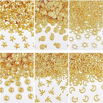 Brass Cabochons, Nail Art Decoration Accessories for Women, DIY Crystal Epoxy Resin Material Filling, Mixed Shapes, Golden, 1800pcs/box