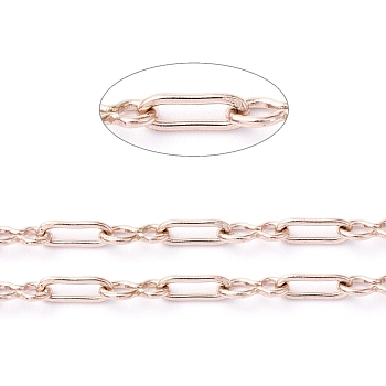 Ion Plating(IP) 304 Stainless Steel Link Chains, Paperclip Chains, Soldered, with Spool, Rose Gold, Square Link: 1.8x5x0.5mm, 8 Sharped Link: 2.1x4.6x0.5mm, about 65.61 Feet(20m)/roll