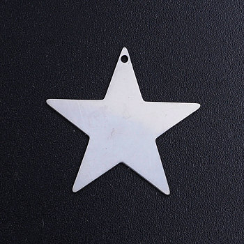 201 Stainless Steel Charms, Star, Stainless Steel Color, 25x26x1mm, Hole: 1.2mm