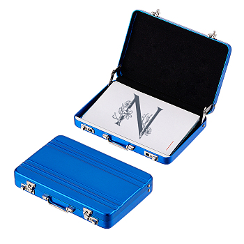 Aluminium Alloy Business Cards Holder Case Box,, Card Organizer Stroage Box, Rectangle, Royal Blue, 70x99x17mm
