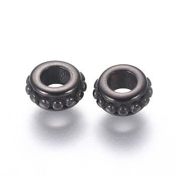 304 Stainless Steel Spacer Beads, Ring, Gunmetal, 6.5x3mm, Hole: 3mm