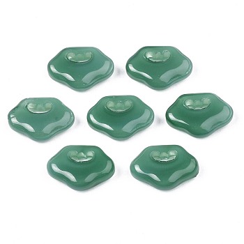 Imitation Jade Glass Pendants, Lock, Sea Green, 11x15.5x4.5mm, Hole: 1.6x5mm
