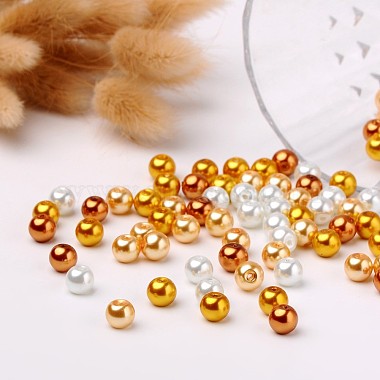 Caramel Mix Pearlized Glass Pearl Beads(HY-X006-8mm-02)-3