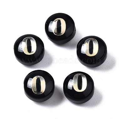 Black Flat Round Lampwork Beads