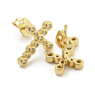 Brass Micro Pave Cubic Zirconia Ear Studs(EJEW-P261-25C-G)-2