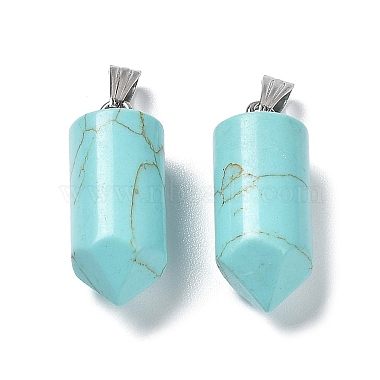 Synthetic Turquoise Dyed Pointed Pendants(G-E596-02P-01)-2