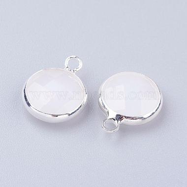 Silver Color Plated Brass Glass Flat Round Charms(GLAA-M003-A-31S)-2