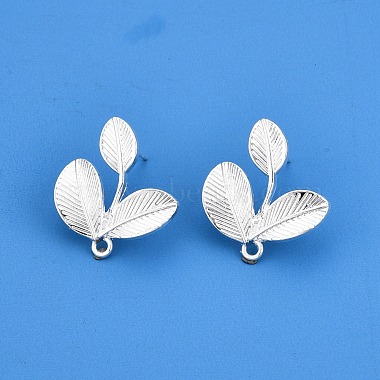 Silver Leaf Alloy Stud Earring Findings