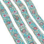 Polyester Embroidery Paillette Ribbon, Clothes Accessories, Dark Cyan, 1-5/8 inch(41mm)(OCOR-WH20003-37A)