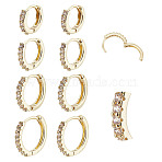 8Pcs 4 Styles Brass Clear Cubic Zirconia Hoop Earrings, Flat Round, Golden, 10~16x2mm(EJEW-DR0001-02G)