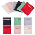 6Pcs 6 Colors Imitation Leather Jewelry Storage Zipper Bags, for Earrings, Rings, Bracelets, Rectangle, Mixed Color, 14x12x0.7cm, 1pc/color(ABAG-TA0001-72B)