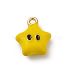 Alloy Enamel Charms, Star Charm, Golden, Gold, 13.5x11.5x4mm, Hole: 1.4mm(ENAM-E362-11A)