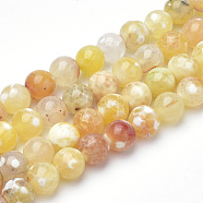 Dyed Natural Fire Crackle Agate Beads Strands, Round, Yellow, 8~8.5mm, Hole: 1mm, about 47pcs/strand, 15.5 inch(G-Q462-127D-8mm)