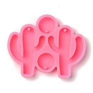 Cactus Pendant Silicone Molds, Resin Casting Molds, For UV Resin, Epoxy Resin Jewelry Making, Hot Pink, 48.5x60.5x7mm(X-DIY-P022-22A)