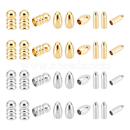 36Pcs 6 Style 201 & 304 Stainless Steel Cord End, End Caps, Column & Horse Eye & Bullet, Real 24K Gold Plated & Stainless Steel Color, 7~8x2.5~4.5mm, Hole: 2~3mm, 6Pcs/style(STAS-UN0052-71)