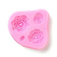 Silicone Molds, Resin Casting Molds, For UV Resin, Epoxy Resin Jewelry Making, Flower, Rose, Random Single Color or Random Mixed Color, 70x67x17mm(DIY-G010-38)