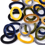 Velvet Linking Rings, with Aluminum Bottom, Oval Ring, Platinum, Mixed Color, 51x36.5x4mm(X-WOVE-S118-23)