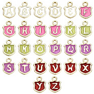 26Pcs 26 Style Alloy Enamel Charms, Cadmium Free & Lead Free, Token with Initial Letters, Light Gold, Letter A~Z, 14x10x2mm, Hole: 2mm, 1pc/style(ENAM-SZ0001-47LG)