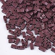 2-Hole Baking Paint Glass Seed Beads, Rectangle, Brown, 4.5~5.5x2x2~2.5mm, Hole: 0.5~0.8mm(SEED-S023-17B-19)