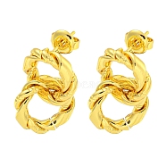 304 Stainless Steel Earrings, Annular, Real 18K Gold Plated, 23x15mm(EJEW-R161-10B-G)