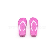 Spray Painted Natural Wood Beads, Flip Flops, Hot Pink, 29x13.5x8mm, Hole: 2.7mm(WOOD-TAC0011-30B)