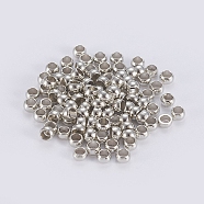 Brass Crimp Beads, Rondelle, Platinum, 4x1.5mm, Hole: 2.5mm, about 100pcs/bag(KK-CJC0001-05P-E)