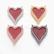 Brass Micro Pave Cubic Zirconia Pendants, with Enamel, Long-Lasting Plated, Heart, Lead Free & Nickel Free & Cadmium Free, Mixed Color, 26x20x2.5mm, Hole: 1.2mm(ZIRC-O026-27-NR)