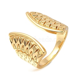 Rack Plating Brass Open Cuff Rings for Women, Cadmium Free & Lead Free, Long-Lasting Plated, Shell Shape, Real 18K Gold Plated, Inner Diameter: 17mm(RJEW-M022-19G)