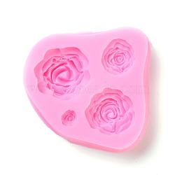 Silicone Molds, Resin Casting Molds, For UV Resin, Epoxy Resin Jewelry Making, Flower, Rose, Random Single Color or Random Mixed Color, 70x67x17mm(DIY-G010-38)