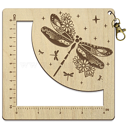 Wooden Square Frame Crochet Ruler, Knitting Needle Gauge, Dragonfly, 13x13x0.5cm(DIY-WH0537-009)