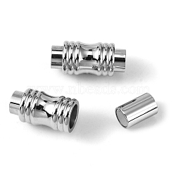 304 Stainless Steel Magnetic Clasps with Glue-in Ends, Column, Stainless Steel Color, 19x8mm, Hole: 5mm(STAS-E049-7)