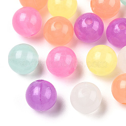 Luminous Acrylic Beads, Glow in the Dark, Round, Mixed Color, 10x10mm, Hole: 2mm, about 1000pcs/500g(LACR-TAC0001-02)