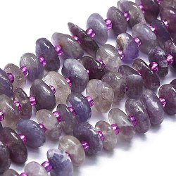 Natural Purple Tourmaline Beads Strands, with Seed Beads, Flat, 7~13x8~9x3~4mm, Hole: 1mm, about 68pcs/strand, 14.76''(37.5cm)(G-K245-H08-A01)