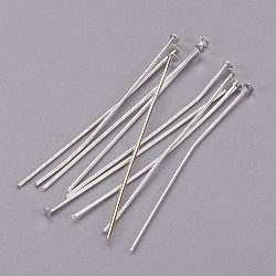 Jewelry Findings, Cadmium Free & Lead Free, Iron Flat Head Pins, Silver, 40x0.75~0.8mm, 20 Gauge, about 5300pcs/1000g, Head: 2mm(J079W025)