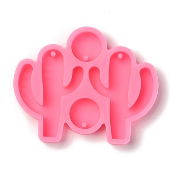 Cactus Pendant Silicone Molds, Resin Casting Molds, For UV Resin, Epoxy Resin Jewelry Making, Hot Pink, 48.5x60.5x7mm
