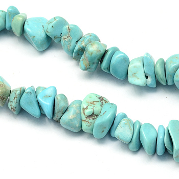Natural Green Turquoise Stone Bead Strands, Chip, 8~18x6~12x3~7mm, Hole: 1mm, about 160pcs/strands, 34.6 inch