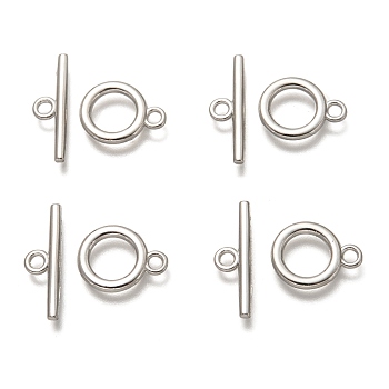 Alloy Toggle Clasps, Cadmium Free & Nickel Free & Lead Free, Platinum, Ring: about 14x11x2mm, Hole: 2mm, Bar: 19x5.5x2mm, Hole: 2mm