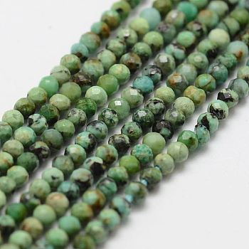 Natural Turquoise Bead Strands, Faceted, Round, 2mm, Hole: 0.5mm, about 160~179pcs/strand, 12.5 inch~12.9  inch(320~330mm)