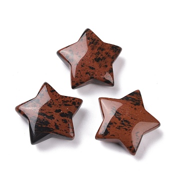 Natural Mahogany Obsidian Beads, No Hole, Star, 28.5x30x10mm