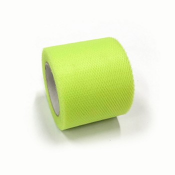 Deco Mesh Ribbons, Tulle Fabric, Tulle Roll Spool Fabric For Skirt Making, Green Yellow, 2 inch(5cm), about 25yards/roll(22.86m/roll)