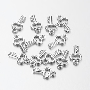 CCB Plastic Skeleton Key Pendants, Platinum, 17x9.5x3mm, Hole: 2mm