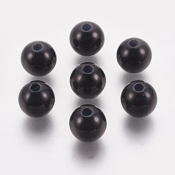 ABS Plastic Imitation Pearl Beads, Round, Black, 3mm, Hole: 1.4mm, about 30000pcs/500g