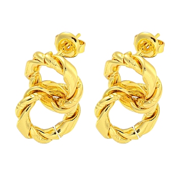 304 Stainless Steel Earrings, Annular, Real 18K Gold Plated, 23x15mm