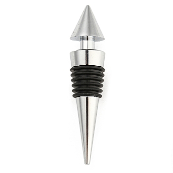 Alloy Red Wine Stopper, Silicone Bottle Stopper, Cone, Platinum, 91x20.5mm