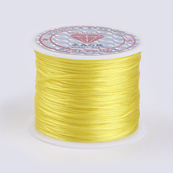 Flat Elastic Crystal String, Elastic Beading Thread, for Stretch Bracelet Making, Yellow, 0.5mm, about 49.21 yards(45m)/roll